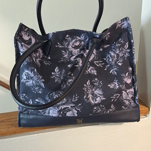 Victoria's Secret Handbags - Victoria Secret Floral Black and Purple Women's Bag EUC